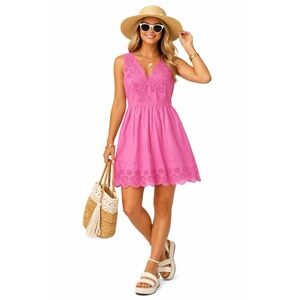 J. Crew Pink Eyelet Mini Dress
